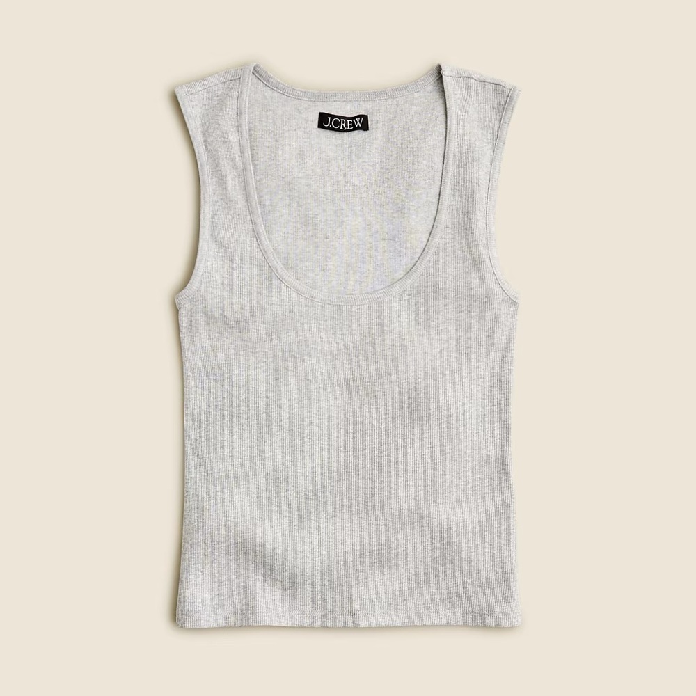 NEW J. Crew Gray Cropped fine rib scoopneck tank top S